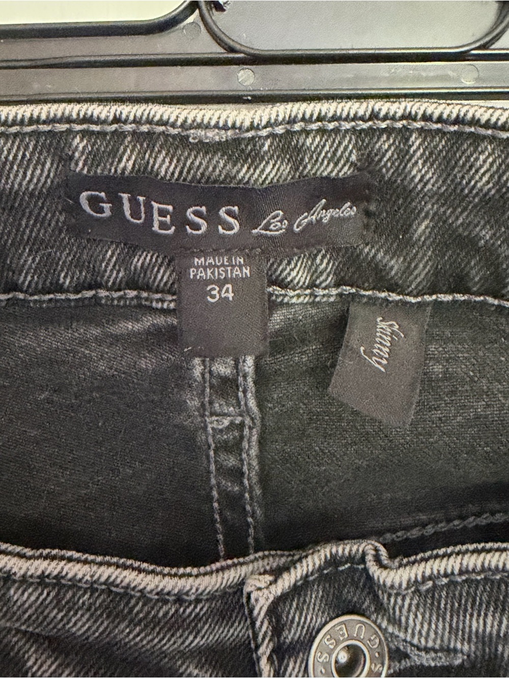 GUESS Los Angeles Black Acid-Wash Men’s Skinny Jeans Size 34 Like New